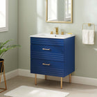 Modway - Daybreak 24" Vanette de salle de bain - Bleu-blanc-Construction en bois d’hévéa, MDF, panneau de particules