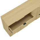Manhattan Comfort - Clive 72" Commode double à 6 tiroirs style milieu du siècle moderne - Chêne naturel-Les façades de tiroirs sculptées présentent des ondulations verticales qui créent une surface rythmée et en relief