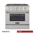 Kucht - 30 po Série KDF Cuisinière Pro Style au gaz naturel - Acier inoxydable-Éléments de cuisson doubles offrant une performance puissante : 3 000 watts (base) et 850 watts (haut), avec un gril de 3 500 watts pour une chaleur intense