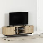 South Shore - Mezzy Meuble télé avec porte et tiroirs - Chêne naturel-Style contemporain : les coins arrondis et les fines poignées en métal apportent une touche d’élégance moderne à votre espace
