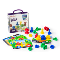 Miniland - MLE45303 Ensemble d'activités scolaires Nuts & Bolts - ensemble de 24 pièces-Ensemble d'engrenages qui stimule la pensée créative et les compétences en résolution de problèmes tout en affinant les compétences motrices.