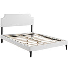Modway - Corene Vinyle Lit à plateforme complet avec pieds carrés effilés, Blanc-Rembourrage en vinyle de qualité