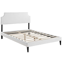 Modway - Corene Vinyle Lit à plateforme complet avec pieds carrés effilés, Blanc-Rembourrage en vinyle de qualité