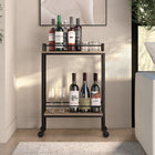 Hudson&Canal - Chariot-bar Barnes 23,5" de largeur - Chêne gris vieilli-Caractéristiques assemblage facile