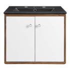 Modway - Transmit 24" Vanité de salle de bain murale - Blanc Noir-Vanité moderne du milieu du siècle