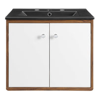 Modway - Transmit 24" Vanité de salle de bain murale - Blanc Noir-Vanité moderne du milieu du siècle
