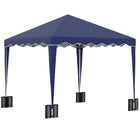 Outsunny - Tente auvent pliante 10 pi l x 10 pi L avec sac de transport, bleu-Le toit en Oxford 210D avec revêtement argenté offre une protection contre l’eau, mais pas contre les UV