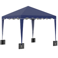 Outsunny - Tente auvent pliante 10 pi l x 10 pi L avec sac de transport, bleu-Le toit en Oxford 210D avec revêtement argenté offre une protection contre l’eau, mais pas contre les UV