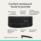 Logitech - Signature Comfort Plus MK880 ensemble clavier et souris sans fil - Noir - Français-Défilement accéléré, concentration maintenue : faites défiler l’écran ligne par ligne ou survolez rapidement les pages grâce à la SmartWheel , les clics discrets réduisent le bruit dans les bureaux partagés ou à domicile pour un environnement de travail plus calme