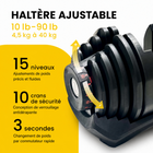 MotionGrey - Ensemble  d’haltères réglables et support pour l’entraînement musculaire à domicile - 10 à 90 lb-Support inclus gardant les haltères surélevés, organisés et prêts entre les entraînements