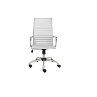 Plata Import Toni, chaise de bureau à dossier haut, blanc (LS-3010-WHITE)-Revêtement polyuréthane