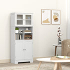 HOMCOM - Armoire de cuisine moderne avec portes vitrées - blanc-Kits anti-basculement pour assurer la sécurité et la stabilité, évitant les accidents 