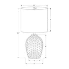 Monarch Specialties - Luminaire - 17 po H Lampe De Table - Céramique Gris - Abat-Jour Ivoire / Crème - Contemporain - Moderne-Conçue avec un bouton rotatif on/off convivial pour une ampoule standard jusqu'à 60W (non incluse), cette lampe assure un fonctionnement facile, vous permettant d'éclairer votre espace sans effort