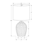Monarch Specialties - Luminaire - 17 po H Lampe De Table - Céramique Gris - Abat-Jour Ivoire / Crème - Contemporain - Moderne-Conçue avec un bouton rotatif on/off convivial pour une ampoule standard jusqu'à 60W (non incluse), cette lampe assure un fonctionnement facile, vous permettant d'éclairer votre espace sans effort