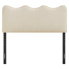 Modway - Athena Rayé Tissu tapis Tête de lit pleine grandeur, Rayures d’avoine-Assemblée requise