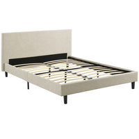 Modway - Anya Tissu Lit Queen, Beige-Cadre de lit à plateforme avec tête de lit