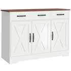 HOMCOM - Buffet de style ferme 43 po, meuble de rangement pour téléviseurs jusqu’à 50 po avec portes de grange - blanc-Un espace de rangement spacieux organise soigneusement le désordre pour un espace relaxant 