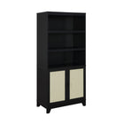 Manhattan Comfort - Sheridan 31,49 po Bibliothèque Armoire Style Mid-Century Moderne - Noir-Pieds surélevés encadrés en bois massif pour la mode et la durabilité
