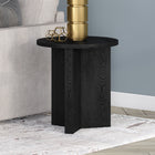 Hudson&Canal - Table d'appoint ronde Anders de 50 cm de largeur, , grain noir-Finition en grain noir aspect bois