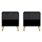 Manhattan Comfort - Ensemble de 2 tables de chevet modernes DUMBO 20,07" à 1 tiroir - Noir-Moderne-contemporain avec une touche de glamour - Table de nuit pour chambre et salon, lot de 2
