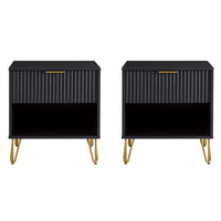 Manhattan Comfort - Ensemble de 2 tables de chevet modernes DUMBO 20,07" à 1 tiroir - Noir-Moderne-contemporain avec une touche de glamour - Table de nuit pour chambre et salon, lot de 2