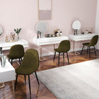 Homy Casa - Chaises d'accueil 4 places, tissu rembourré vert-Pieds en métal avec patins en caoutchouc : Solides et stables, empêchent tout glissement sur des surfaces lisses.