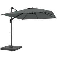 Outsunny - Parasol déporté carré pour terrasse avec rotation à 360° - 8 pi x 8 pi - gris foncé-Le parasol déporté comprend des poids remplissables pour une utilisation extérieure stable