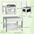 Qaba - Ensemble table et chaises pour enfants 3 pièces avec plateau de table réversible - gris-Grand espace de rangement avec compartiment sous la table et tiroirs sous les sièges
