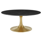Modway - Lippa Rond de 36 po Faux marbre Table basse - Or Noir-Table basse moderne