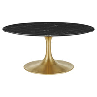 Modway - Lippa Rond de 36 po Faux marbre Table basse - Or Noir-Table basse moderne