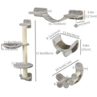 PawHut - Étagère murale pour chat avec poteau à griffer, balles de jeu, plateformes, hamac-S'accorde bien avec la décoration existante et permet de gagner de la place 