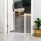 PawHut - Barrière pour animaux extra large 30"-52" avec petite porte - 30"L - Blanc-Couleur : Blanc