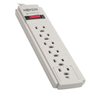 Tripp Lite - Protect It! Parasurtenseur 6 prises - Cordon de 2,4 m - Fiche discrète-PROTÉGEZ TOUT APPAREIL ÉLECTRONIQUE CONTRE LES SURTENSIONS ET LES POINTES DE TENSION : Le limiteur de surtension à six prises protège votre ordinateur, ordinateur personnel, portable, imprimante, numériseur, routeur, téléphone, télécopieur, modem, téléviseur, lampe ou tout autre appareil électronique résidentiel ou de bureau contre les surtensions dangereuses, les pointes de tension et le bruit de ligne.