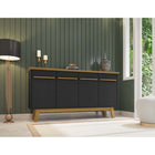 Manhattan Comfort - Buffet moderne mi-siècle Yonkers 160 cm (62,99 po) - Noir et Cannelle-Recommandé pour un téléviseur jusqu'à 60 pouces