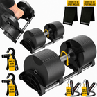 MotionGrey - Ensemble  de 2 haltères réglables V3 avec réglage rapide par rotation - 9 à 53 lb-Deux haltères réglables couvrant une plage de 9 à 53 lb pour une progression en musculation