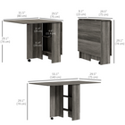 HOMCOM - Table à manger pliante avec abattant, étagères à 2 niveaux et roulettes pour 2-4 personnes - grain de bois gris-Deux étagères pour un rangement discret