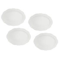 Casa Domani - Assiette ovale à bord blanc Florence 23x17cm - Lot de 4-En porcelaine avec un motif délicat en relief sur un profil festonné.