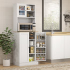 HOMCOM - Armoire de cuisine autoportante 66,5 po avec vaisselier - blanc-Cinq étagères réglables à 3 niveaux offrent des solutions de rangement flexibles 