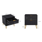 Manhattan Comfort - Dumbo table de chevet moderne à 2 tiroirs et commode à 3 tiroirs - noir - ensemble de 2-Pieds en métal doré élégants évasés ajoutant un design mode sans couture et de la durabilité Hauteur des pieds : 18,6 cm