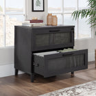 Sauder - La Collection Tiffin Line Classeur latéral - Finition Raven Oak-Le mécanisme de sécurité à verrouillage permet de n'ouvrir qu’un seul tiroir à la fois
