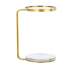 Plata Import James Table d'appoint ronde de 8 po de largeur - Base dorée Marbre-Métal, finition or brossé pour un look luxueux.
