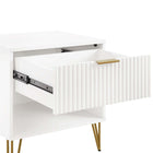 Manhattan Comfort - DUMBO Table de nuit moderne 1 tiroir 20,07" - Blanc - Lot de 2-Pieds évasés en métal doré élégants ajoutant une touche de design mode et de durabilité