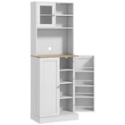 HOMCOM - Armoire de cuisine autoportante 66,5 po avec vaisselier - blanc-Étagère intérieure à 6 niveaux et étagère ouverte à 2 niveaux pour organiser efficacement les provisions 