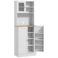 HOMCOM - Armoire de cuisine autoportante 66,5 po avec vaisselier - blanc-Étagère intérieure à 6 niveaux et étagère ouverte à 2 niveaux pour organiser efficacement les provisions 