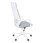 Monarch Specialties - 7270 Chaise De Bureau Dossier Haute Exec - Blanc/Tissu Gris-Le siège pivotant à 360 degrés et la base blanche à 5 branches avec roulettes à capuchon offrent la mobilité, tandis qu'un mécanisme réglable en hauteur avec contrôle d'inclinaison / verrouillage permet d'optimiser la chaise pour la personne assise