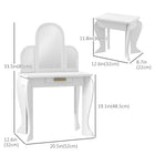 Qaba - Ensemble coiffeuse et chaise pour enfants - Blanc-Cadre en bois MDF de haute qualité avec manche en pin 