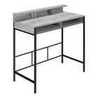 Monarch Specialties - 7703 Bureau 48 po L - Gris/Metal Noir Hauteur Debout-Bureau d'ordinateur pour travailler debout fini faux bois gris avec huche et 2 étagères ouvertes de rangement