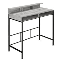 Monarch Specialties - 7703 Bureau 48 po L - Gris/Metal Noir Hauteur Debout-Bureau d'ordinateur pour travailler debout fini faux bois gris avec huche et 2 étagères ouvertes de rangement