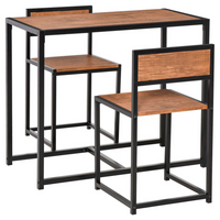 HOMCOM - Ensemble de salle à manger industriel 3 pièces pour petits espaces - noyer-Ensemble de 3 pièces composé d'une table à manger et de 2 chaises assorties