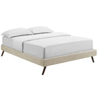 Modway - Loryn Tissu Cadre de lit complet avec pieds ronds écartés, Beige-Dix lattes de support en bois 